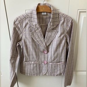 Z Cavaricci Purple/grey vintage cotton plaid 90’s plaid blazer